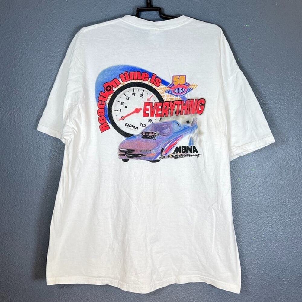 Mbna Motorsports Vtg Mens T Shirt XL NHRA Reaction Time Is Everything 50 Years